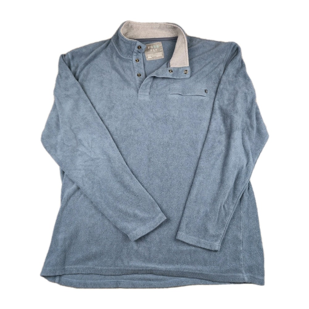 Free Fly Fleece Performance Bamboo 1/4 Snap Pullover Sweater Men's Size 2XL Blue